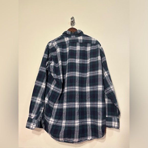VTG LL Bean Shirt Mens Large Green Flannel Plaid - Picture 5 of 6